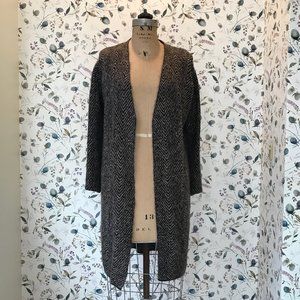 COS Chevron Mohair Wool Blend Open Front Cardigan